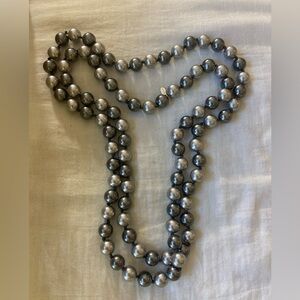 Roman Signed‎ Vintage Gray Faux Pearls 40” Long Necklace